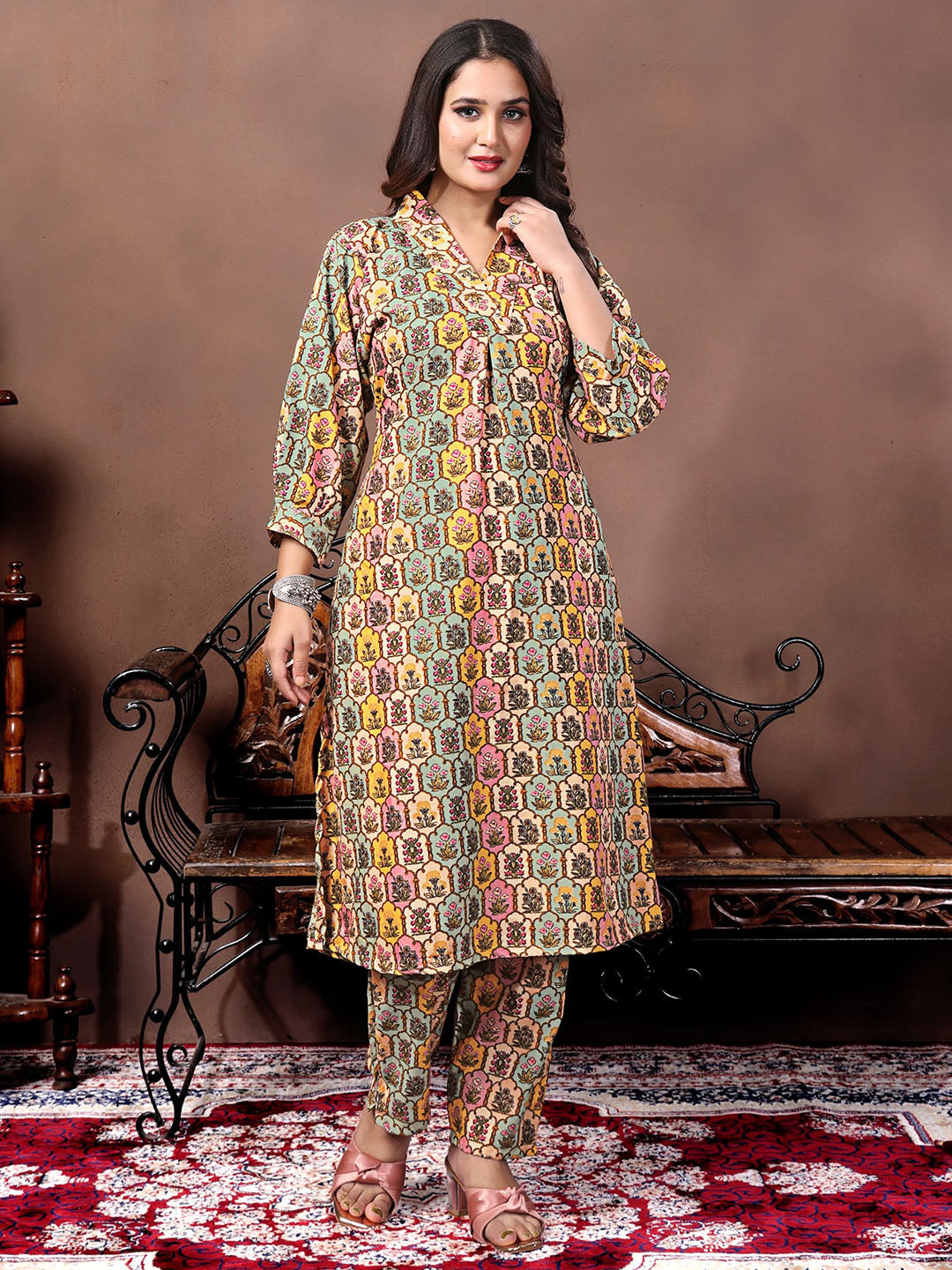 Rayon Printed Kurtis Set | Stylish Three-Quarter Sleeve for Events