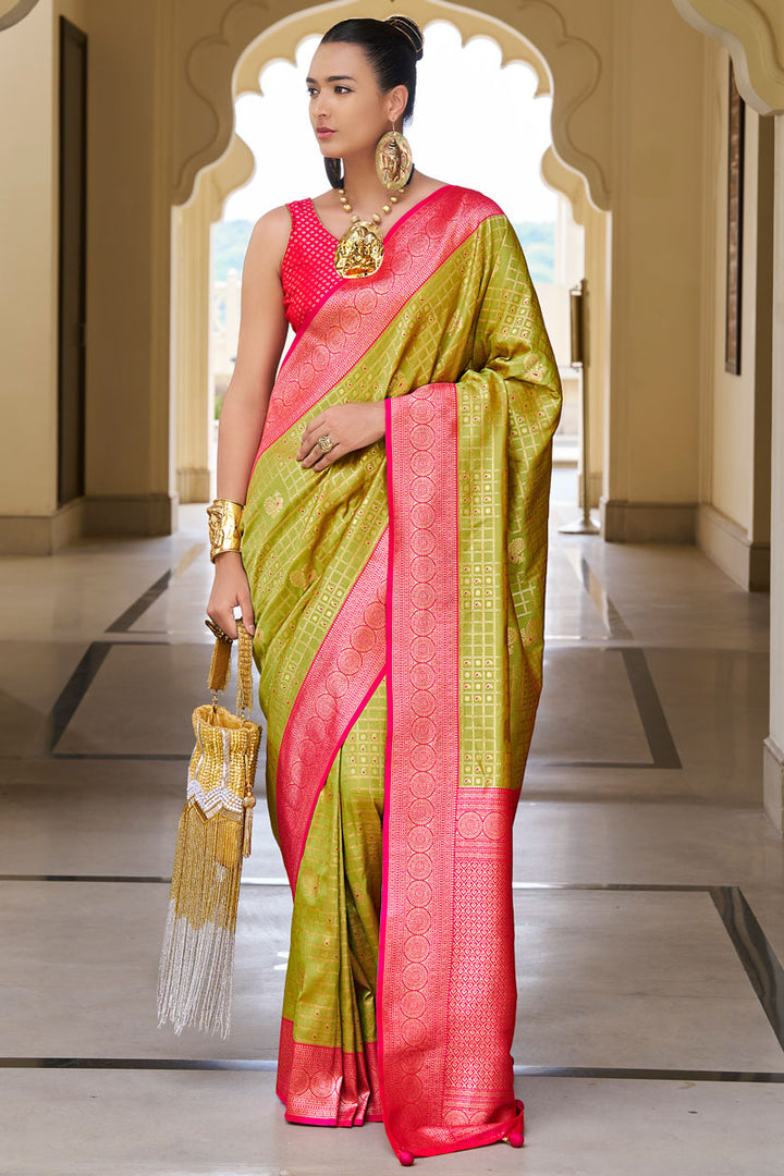 Banarasi PV Silk Jacquard Saree | Elegant Saree with Blouse for Festive Wear