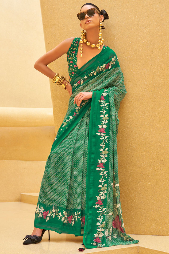 Georgette & Silk Blend Saree | Vibrant Printed Design for All Occasions