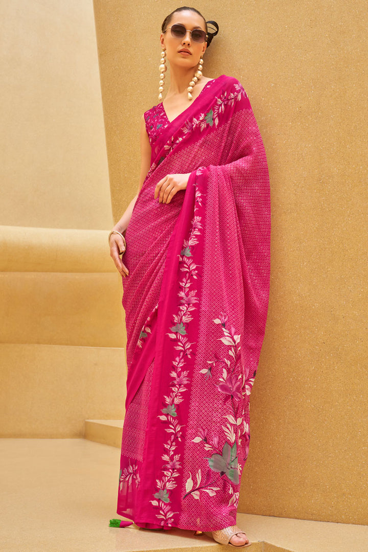 Georgette & Silk Blend Saree | Vibrant Printed Design for All Occasions