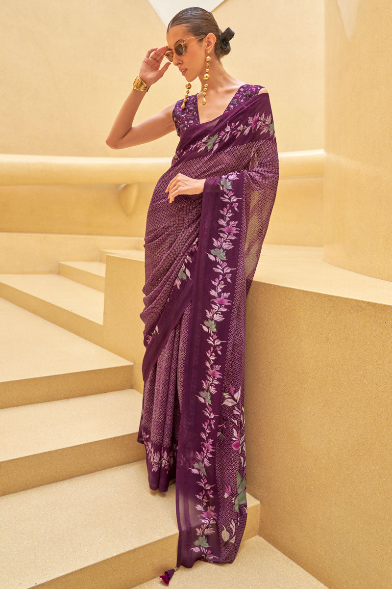 Georgette & Silk Blend Saree | Vibrant Printed Design for All Occasions