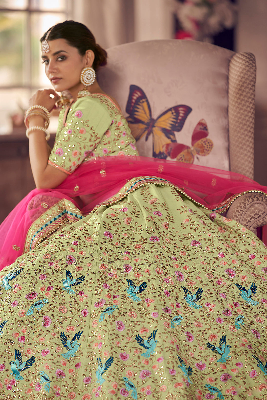 Pista Green Art Silk Lehenga | Bridal Lehenga for Wedding Occasions