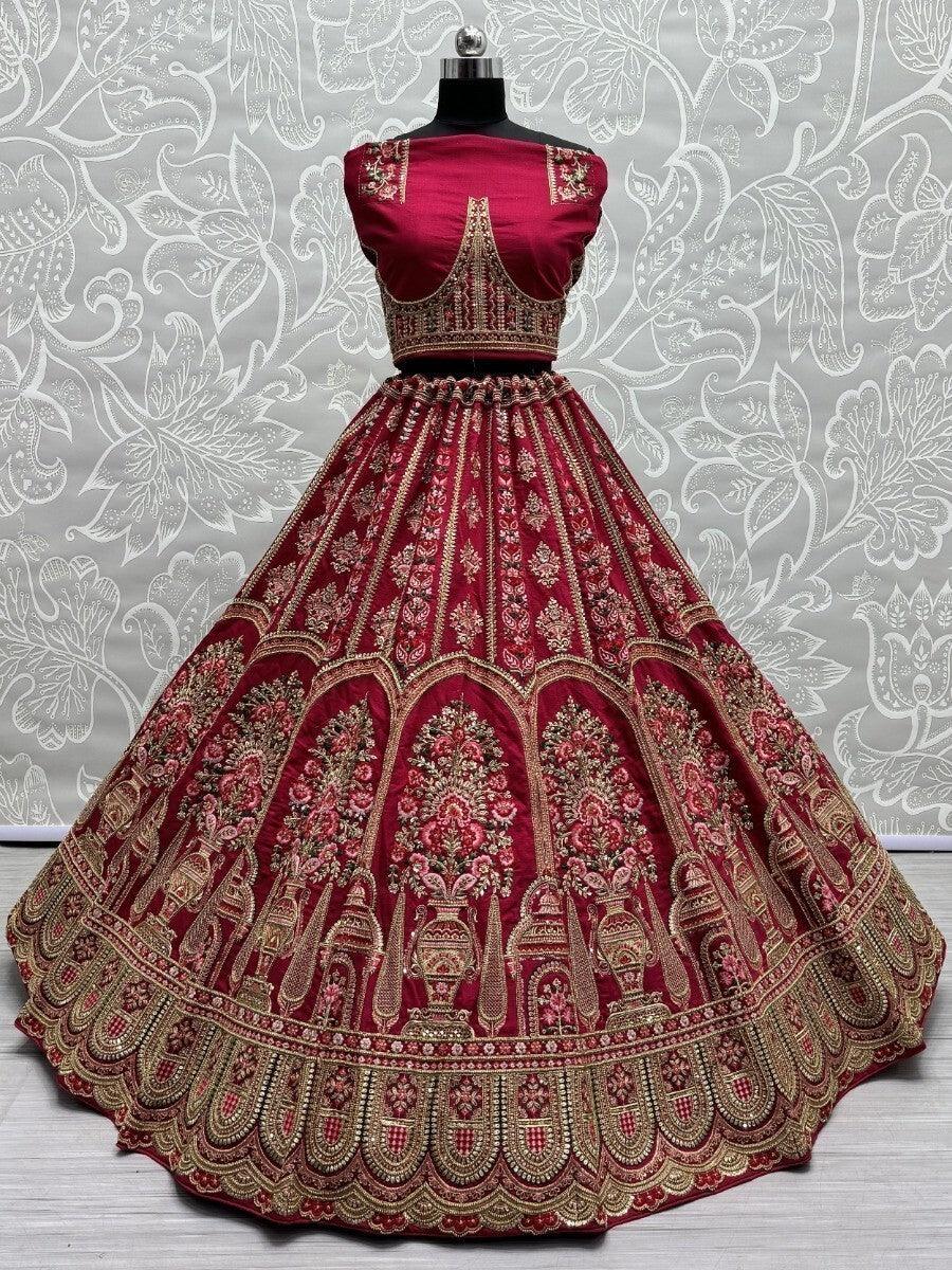 Zardosi Work Bridal Lehenga Choli | Matching Double Dupatta Set