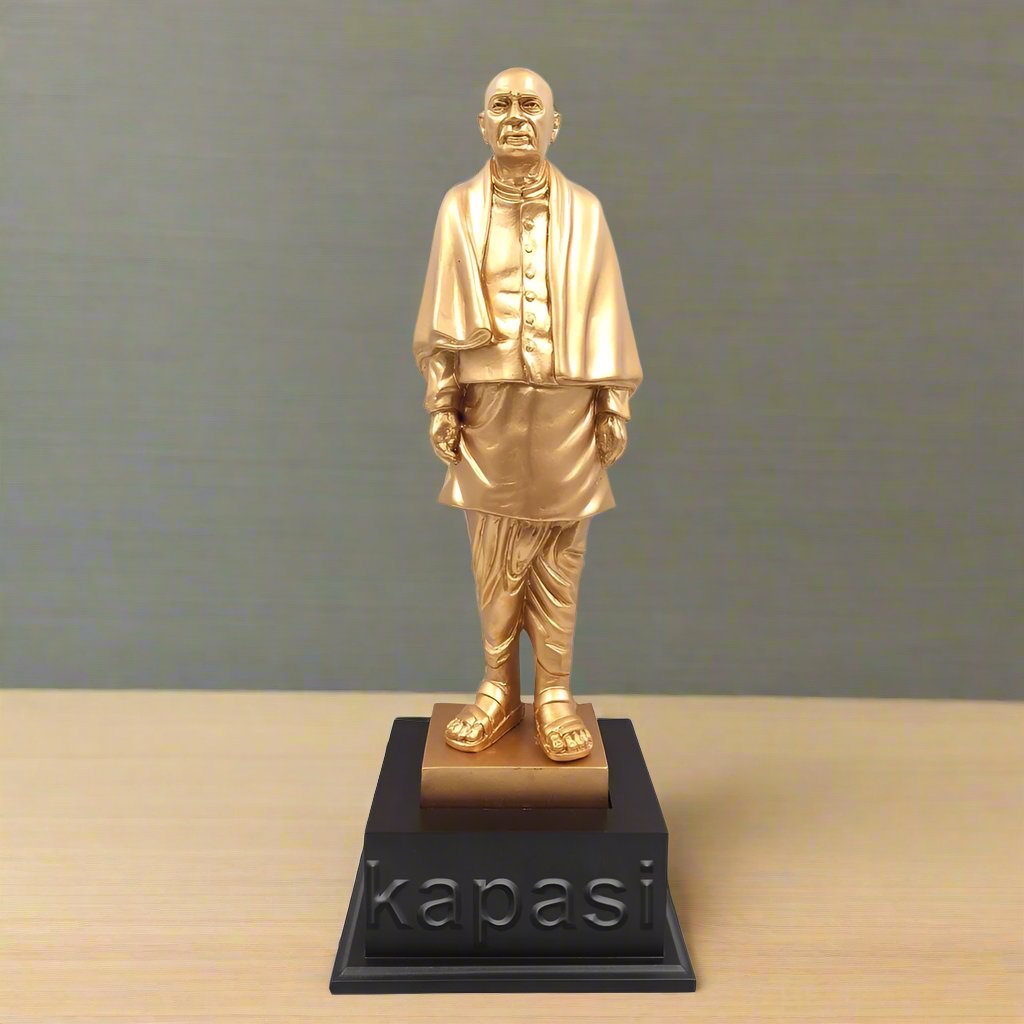 Brown fiber statue of Sardar Vallabhbhai Patel, 17.75 inches, symbolizing unity and strength, perfect for decor or gifting.