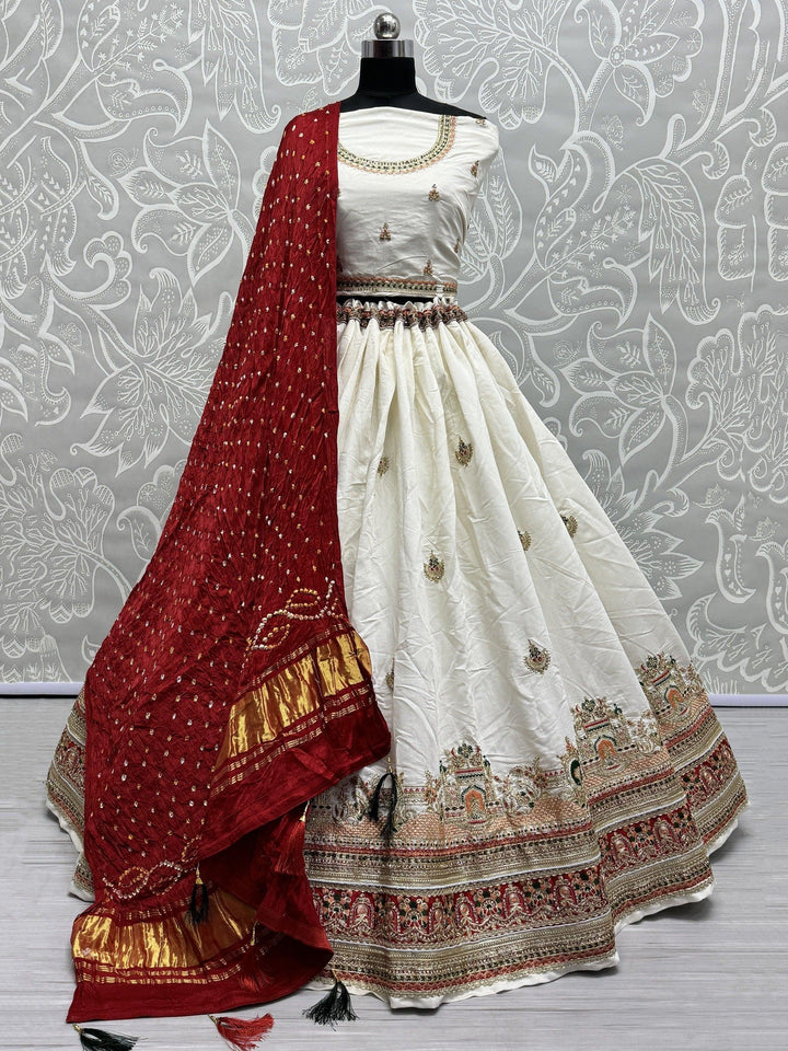 White Pink Fusion Lehenga | Gajji Silk Dupatta & Customizable Choli