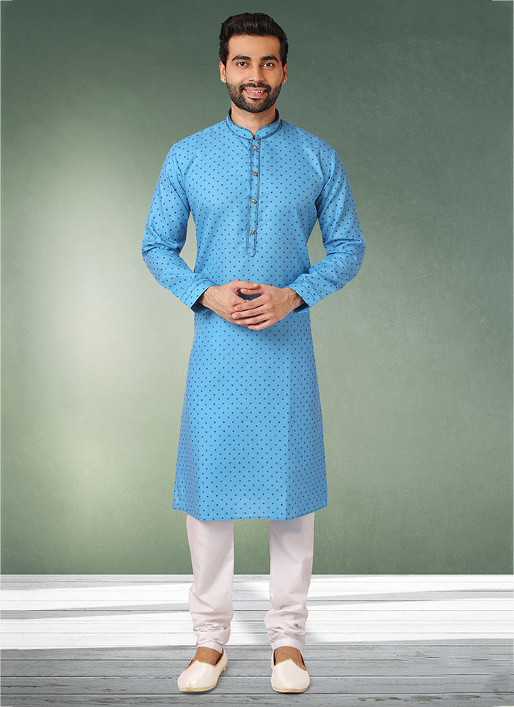 Graceful Blue Cotton Premium Kurta Pajama | Designed to Elevate Your Style for Cultural Events