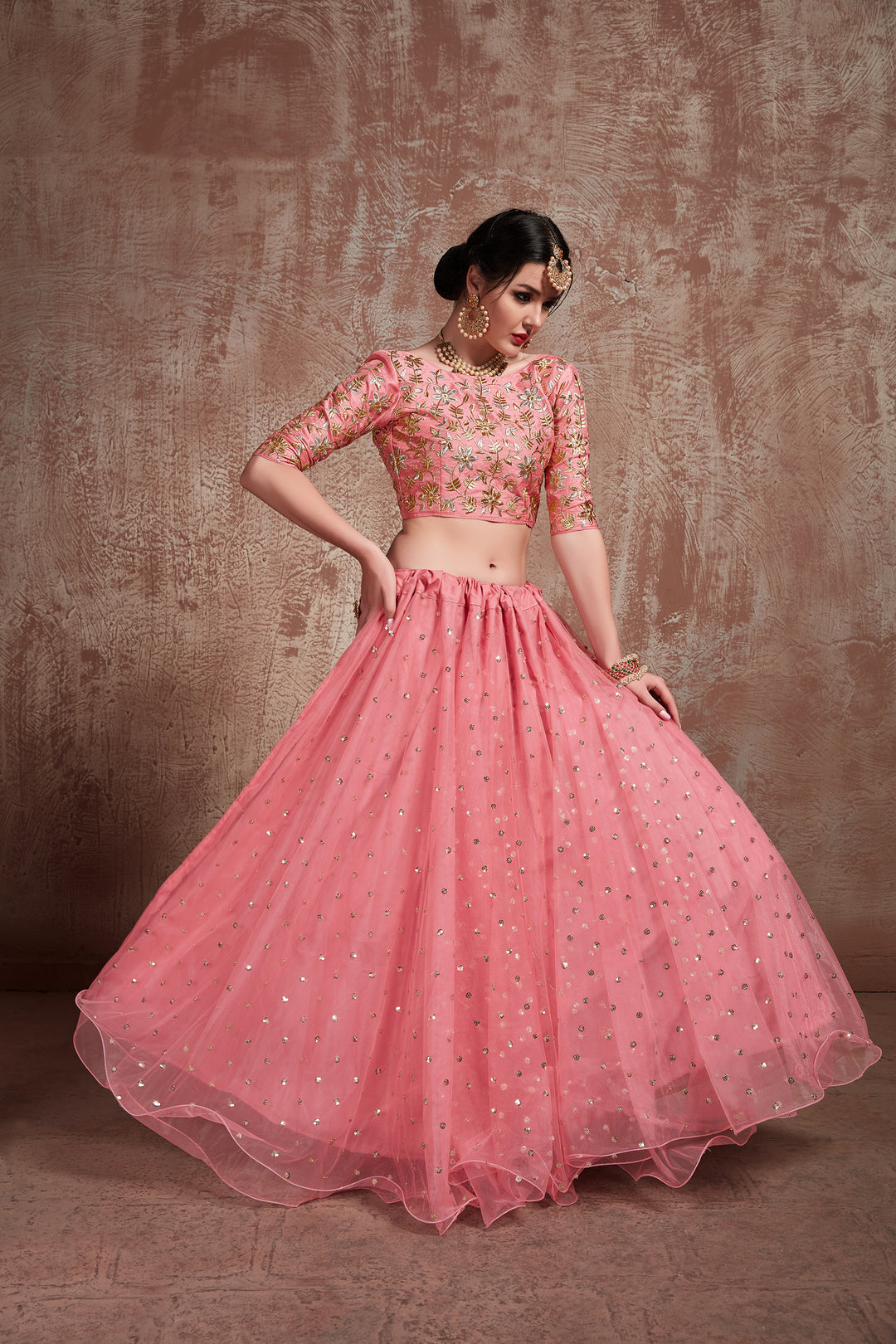 Elegant Pink Lehenga Choli | Perfect Soft Net Attire for Weddings