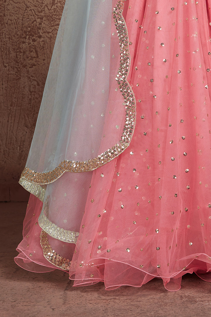 Elegant Pink Lehenga Choli | Perfect Soft Net Attire for Weddings