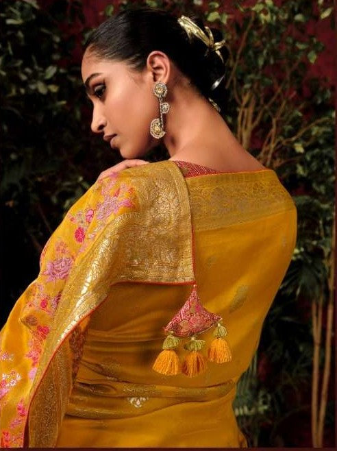 Luxury Viscose Silk Saree | Traditional Zari Weaving Sari | Festive Sadi USA