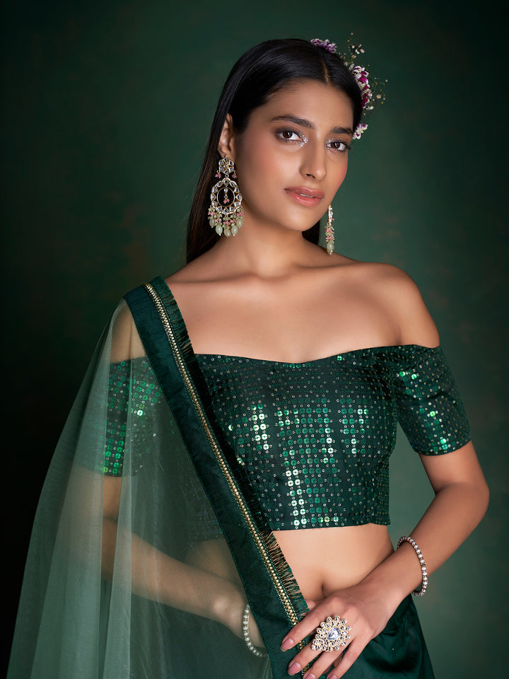 Green Bridal Lehenga Choli | Designer Party Wear Lehenga for Women