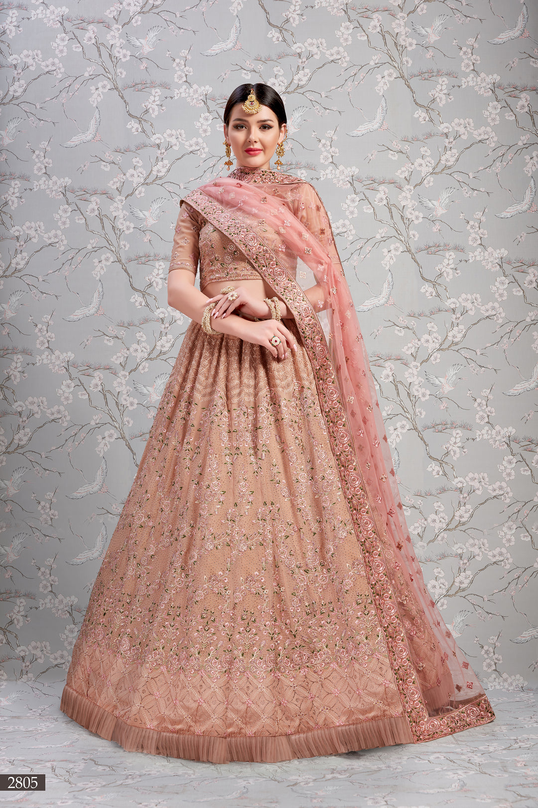 Dusty Pink Georgette Lehenga Choli | Swarovski Work for Weddings