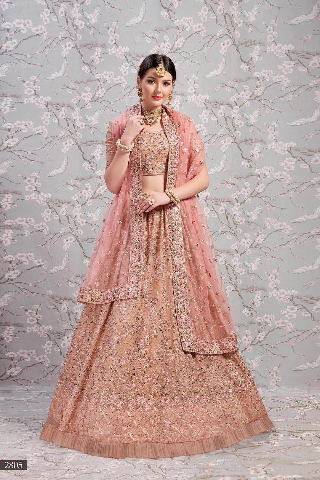 Dusty Pink Georgette Lehenga Choli | Swarovski Work for Weddings