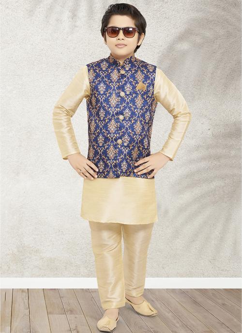 Stylish Kids Kurta Pajama | Art Silk Printed Designer Jacket