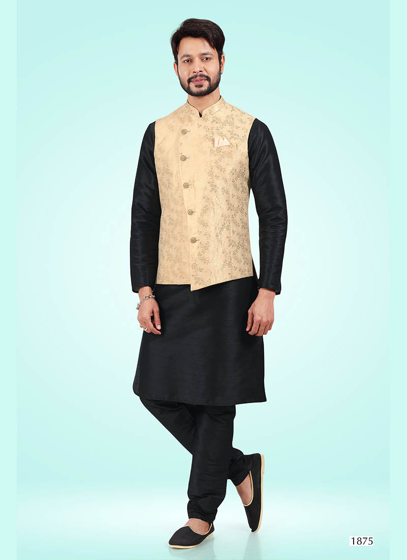 Gold Inspired Banarasi silk Premium Kurta Pajama Jacket | Timeless Traditions & Modern Fashion Trends