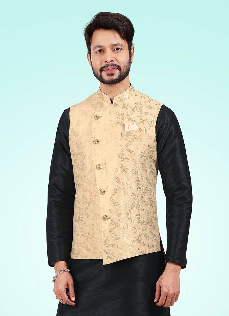 Gold Inspired Banarasi silk Premium Kurta Pajama Jacket | Timeless Traditions & Modern Fashion Trends