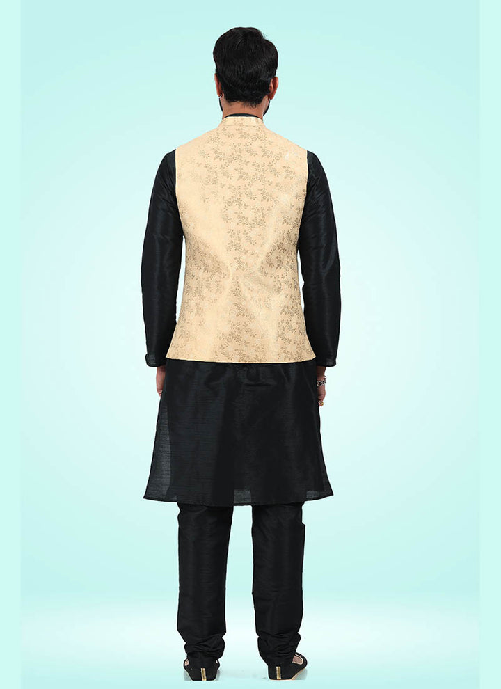 Gold Inspired Banarasi silk Premium Kurta Pajama Jacket | Timeless Traditions & Modern Fashion Trends