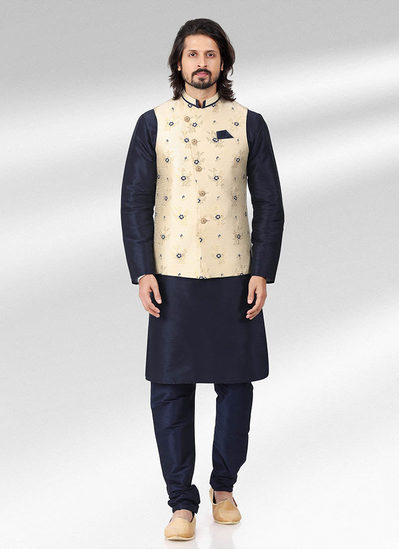 Cream  Banarasi silk  Kurta PajamaJacket | Creating a Lasting Impression at Every Occasion