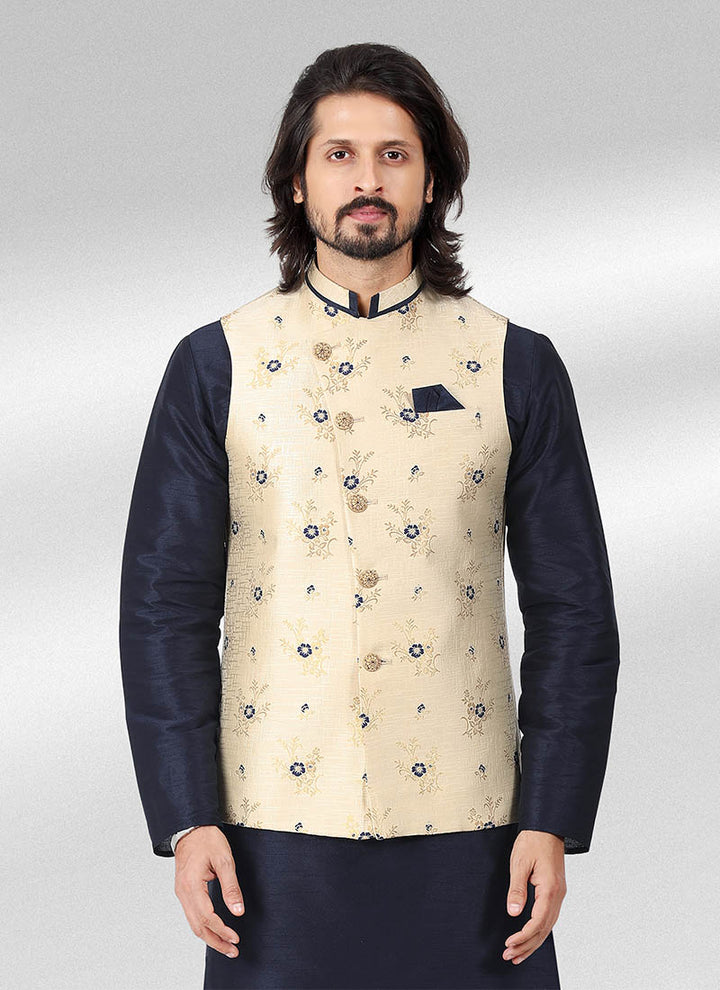 Cream  Banarasi silk  Kurta PajamaJacket | Creating a Lasting Impression at Every Occasion