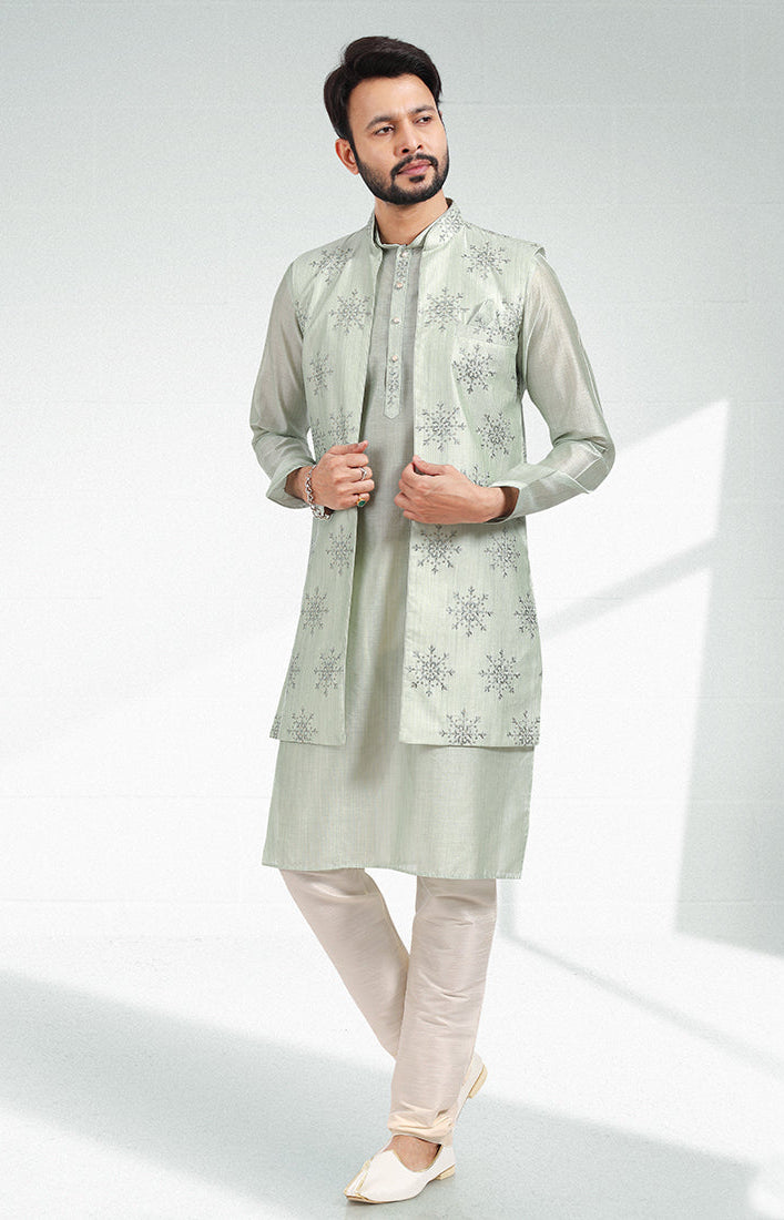 Luxurious Handcrafted Banarasi silk Premium Kurta Pajama Jacket | Designed to Elevate Your Style for Cultural Events