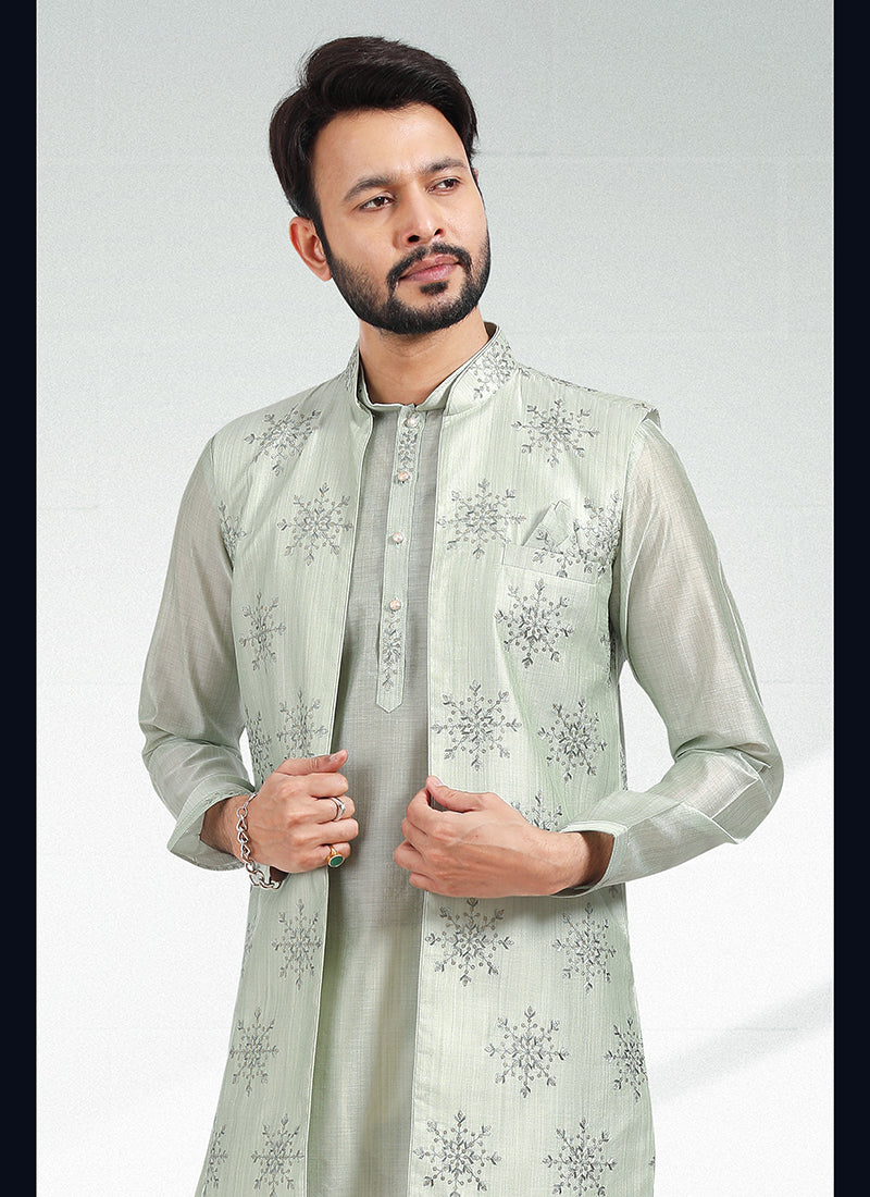 Luxurious Handcrafted Banarasi silk Premium Kurta Pajama Jacket | Designed to Elevate Your Style for Cultural Events