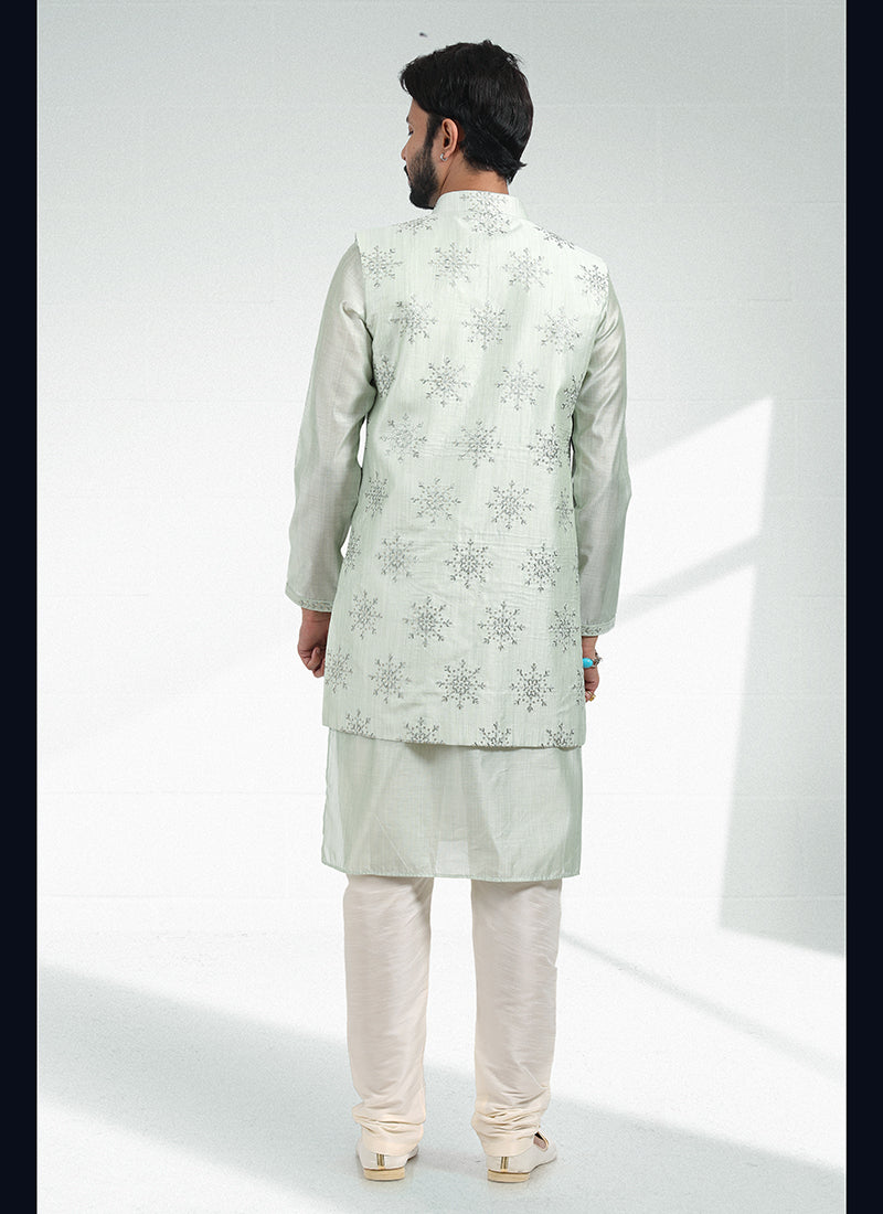 Luxurious Handcrafted Banarasi silk Premium Kurta Pajama Jacket | Designed to Elevate Your Style for Cultural Events