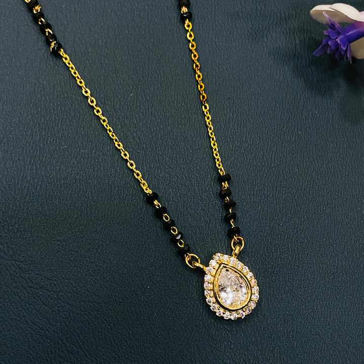 Black and gold mangalsutra necklace, crafted in alloy, traditional necklace for women.