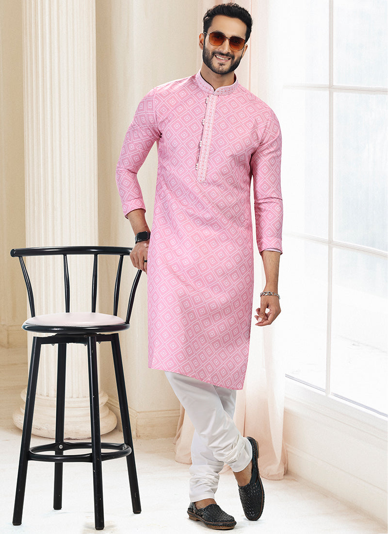 Rose Pink Fashion Cotton Premium Kurta Pajama | Symbolizing Elegance & Luxury in Every Detail