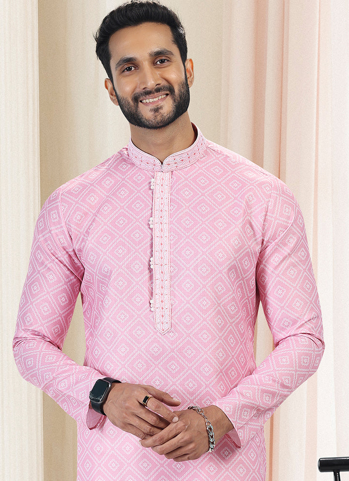 Rose Pink Fashion Cotton Premium Kurta Pajama | Symbolizing Elegance & Luxury in Every Detail