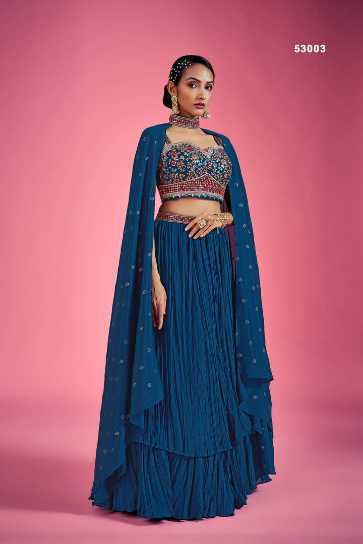 Ready to Wear Mirror Work Lehenga | Sequinned Lehenga with Dupatta