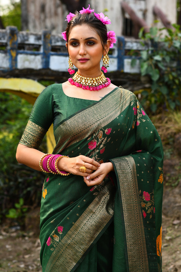 Magenta tussar silk saree with exquisite zari embroidery, perfect for grand events.