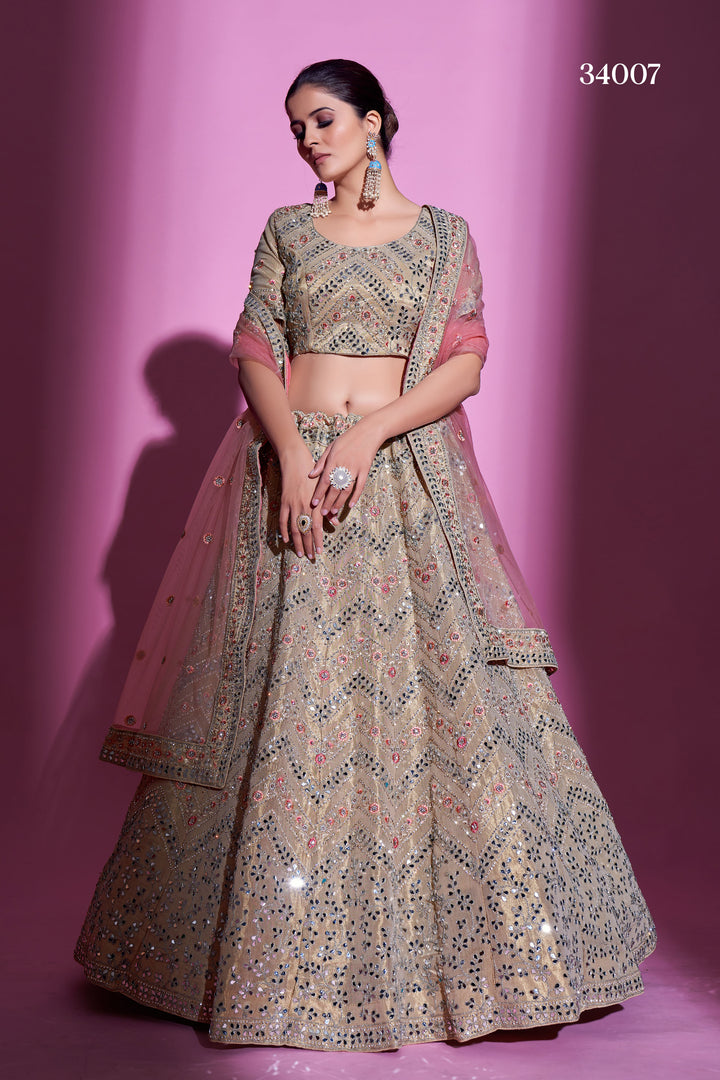 Gota Silk Lehenga with Mirror & Thread Embroidery | Designer Ethnic Wear