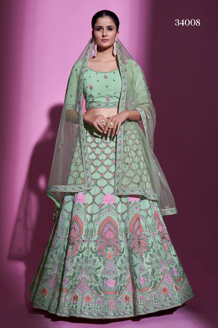 Georgette Lehenga with Zari & Stone Embroidery | Designer Party Wear