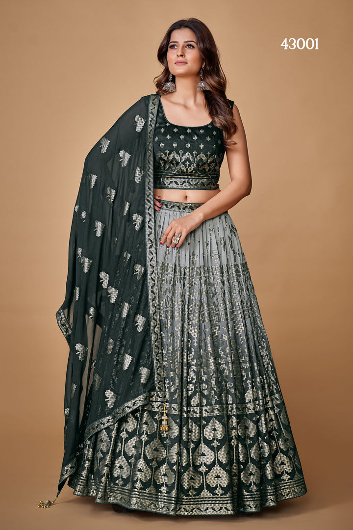 Black Georgette Lehenga Choli | Sequins Work for Weddings & Parties