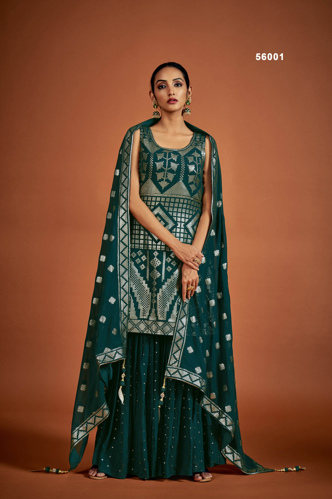 Green Georgette Salwar Suit | Sequins Work Ethnic Party Wear