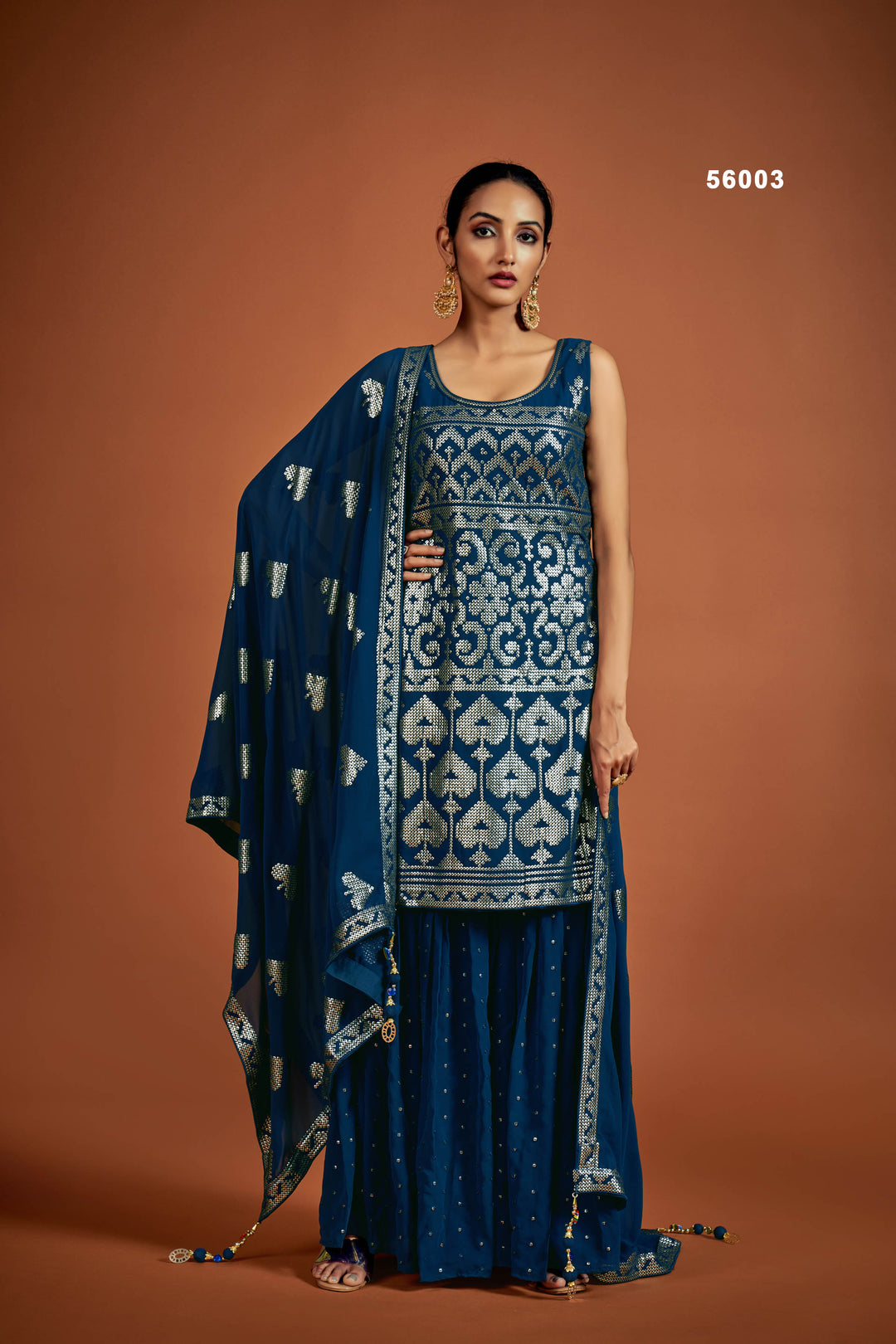 Navy Blue Georgette Salwar Suit | Elegant Sequins Ethnic Wear