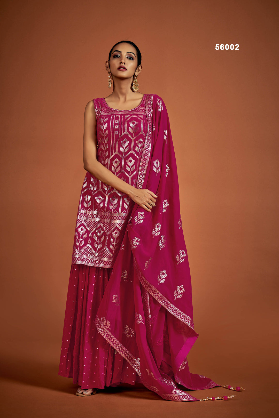 Pink Georgette Salwar Suit | Stylish Sequins Work Outfit