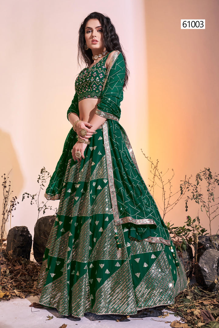 Georgette Ready-to-Wear Lehenga | Sequins Embroidered Blouse & Dupatta