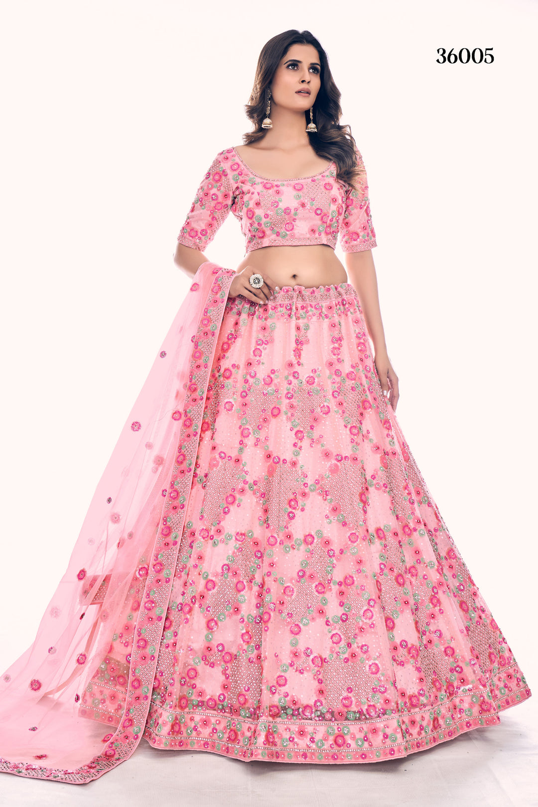 Designer Soft Net Lehenga Choli Set | Bridal Embroidered Lehenga for Women