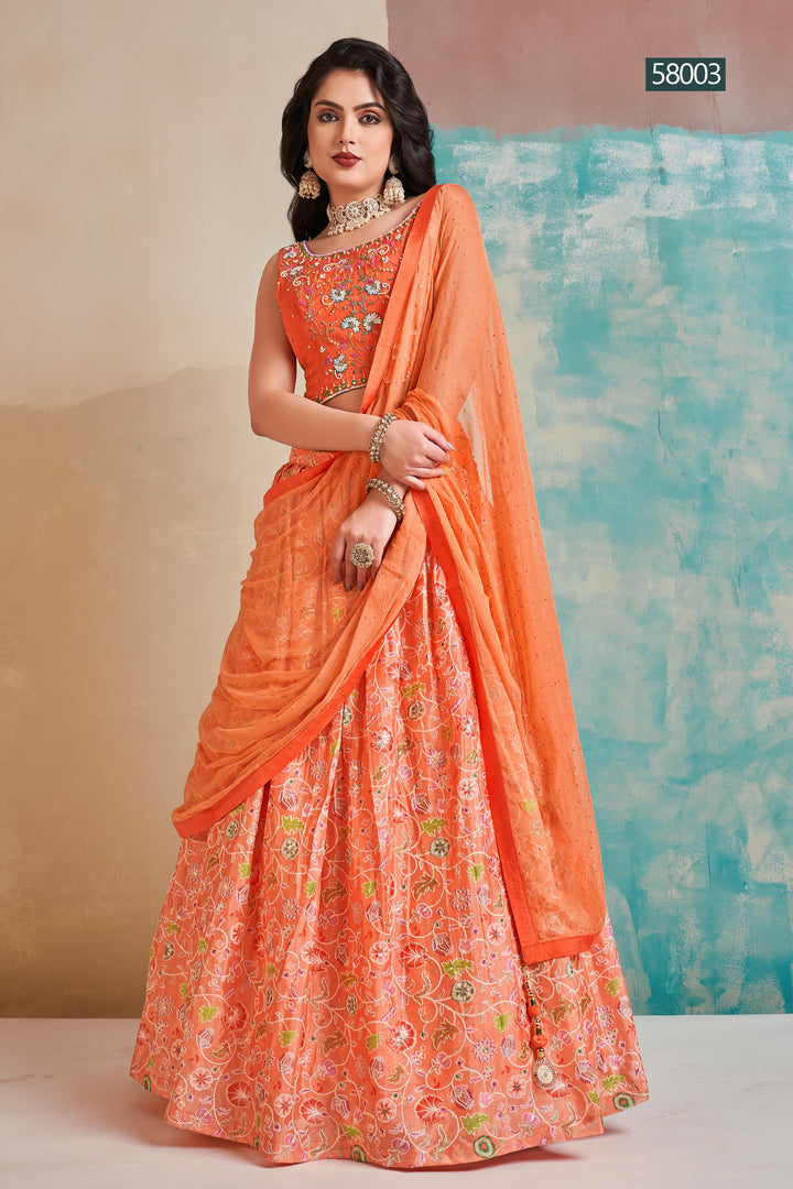 Digital Print Chinon Lehenga | Elegant Festive Wear with Georgette Dupatta