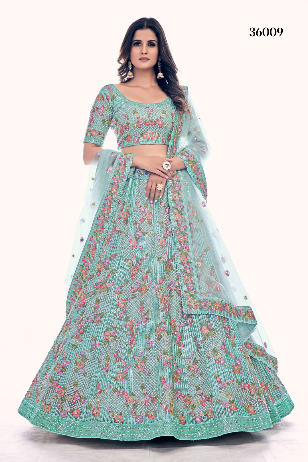 Intricate Embroidered Bridal Lehenga | Designer Soft Net Wedding Outfit