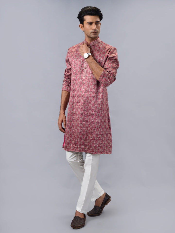 Red kurta pajama set, USA ethnic attire for men