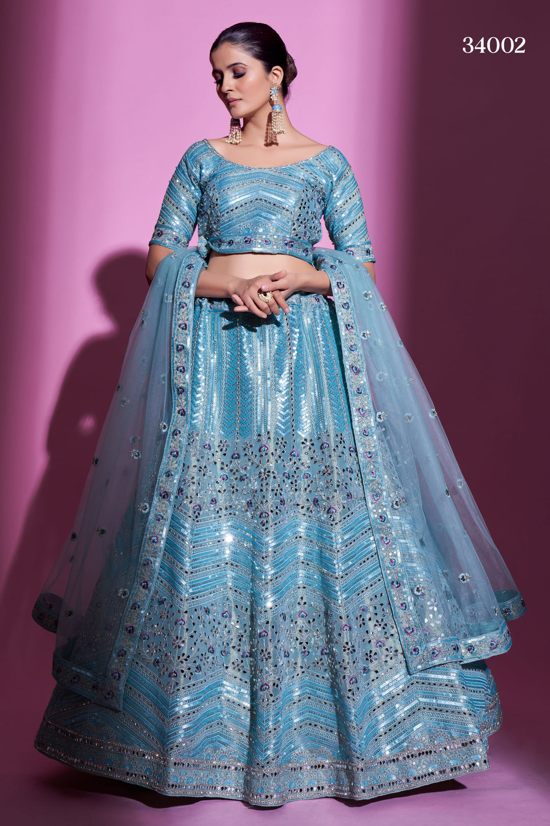 Gota Silk Lehenga with Mirror Work | Elegant Designer Lehenga for Women