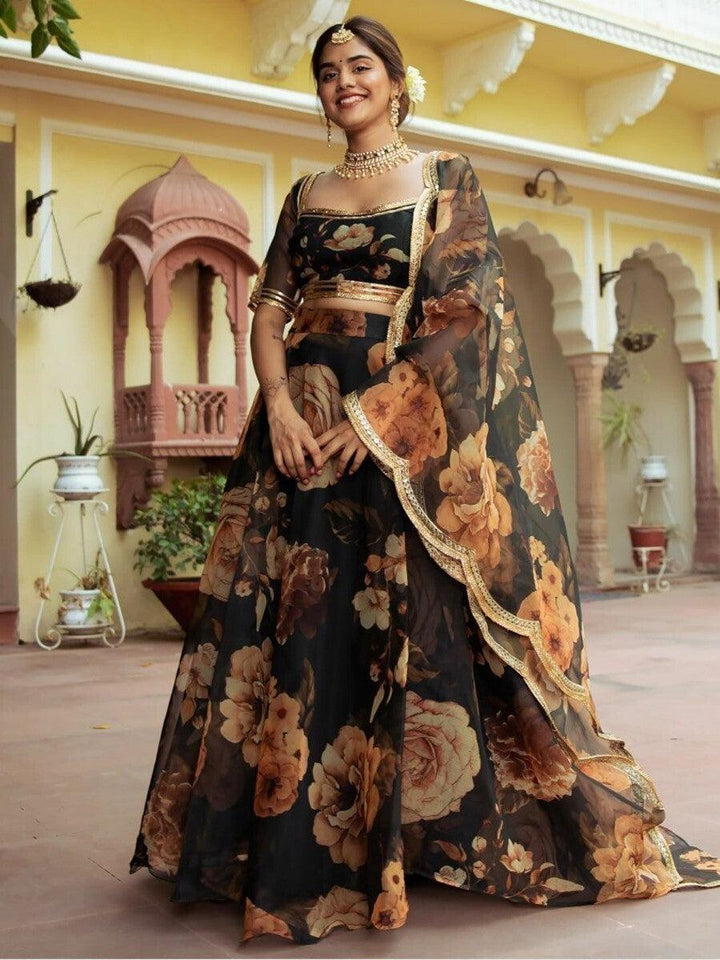 Floral Printed Lehenga Choli Set | Semi-Stitched Traditional Party Wear