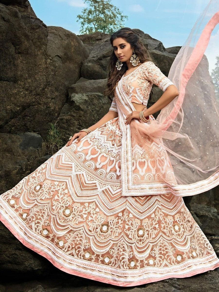 Intricate Peach Lehenga Choli | Custom Fit & Length | Bridal Wear