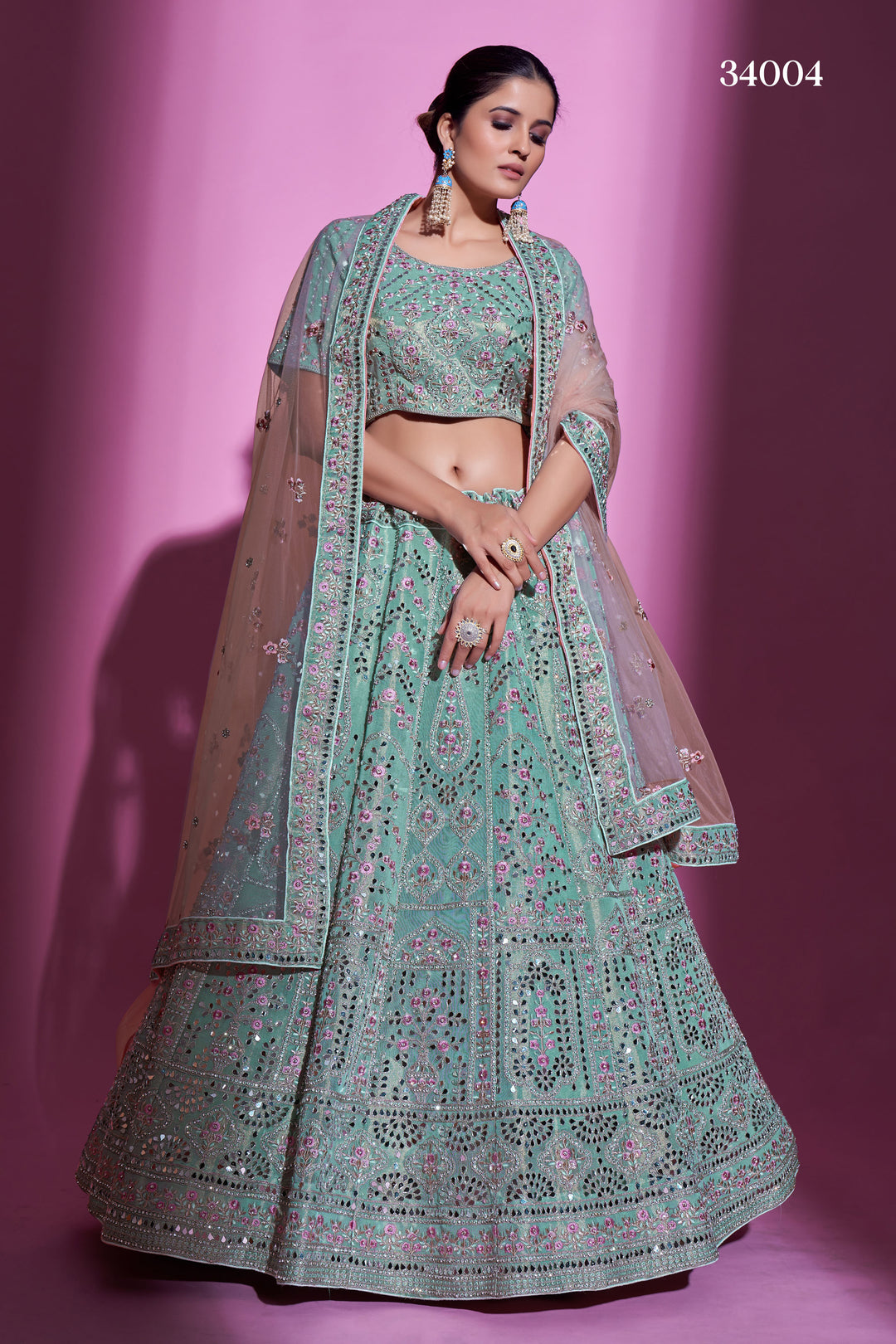 Gota Silk Lehenga with Sequins & Mirror Work | Designer Party Wear for Women