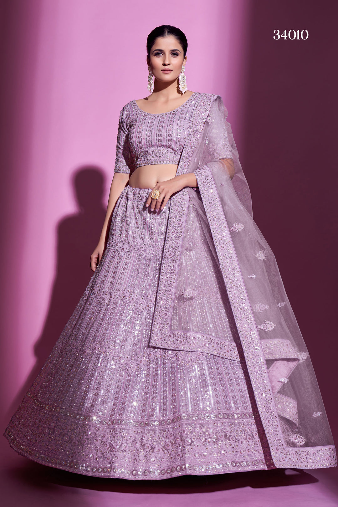 Soft Net Lehenga with Sequins & Zarkan Work | Designer Festive Wear