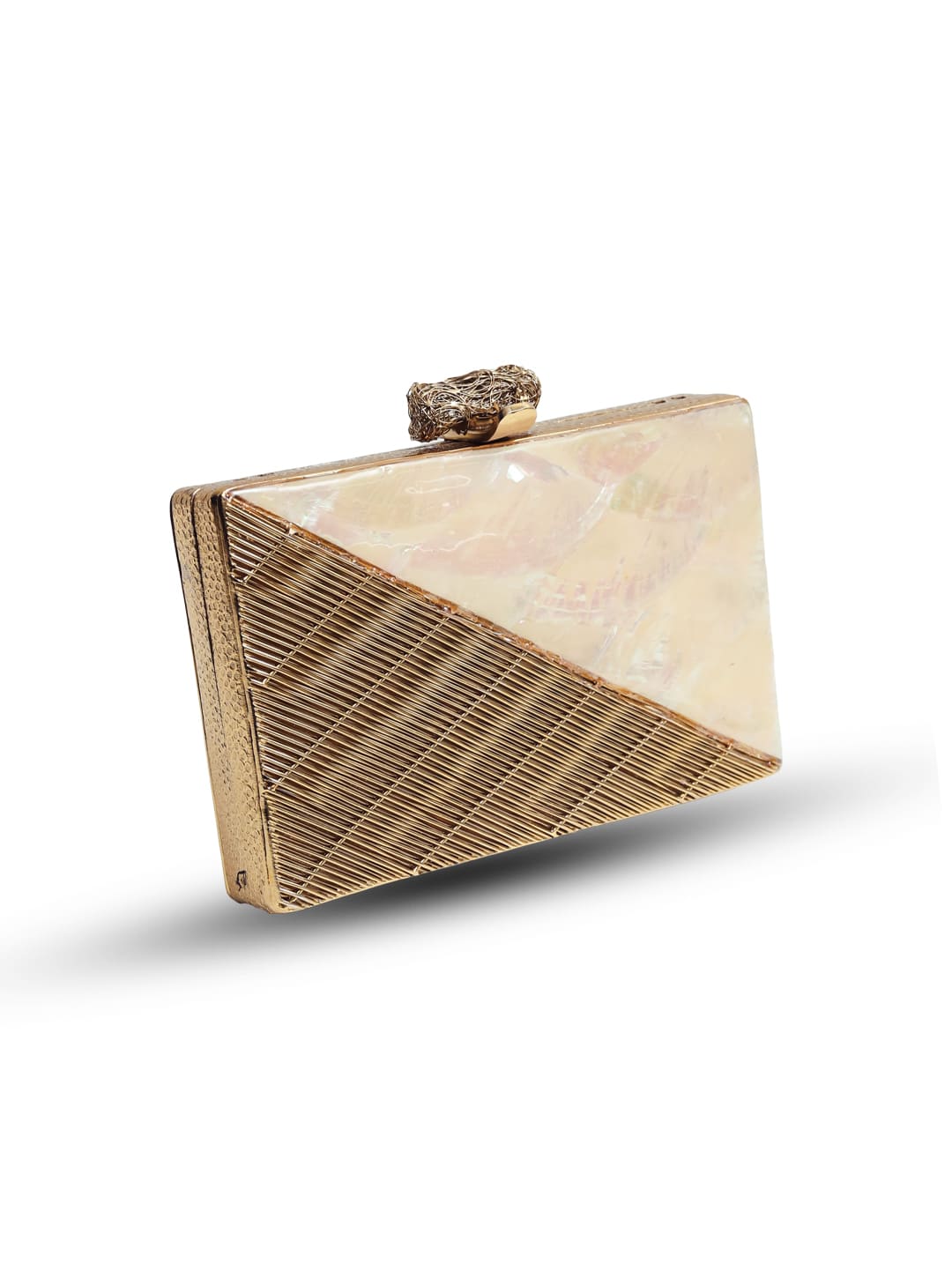 Golden Embellished Brass Clutch | Compact and Classy Fashion Accessory