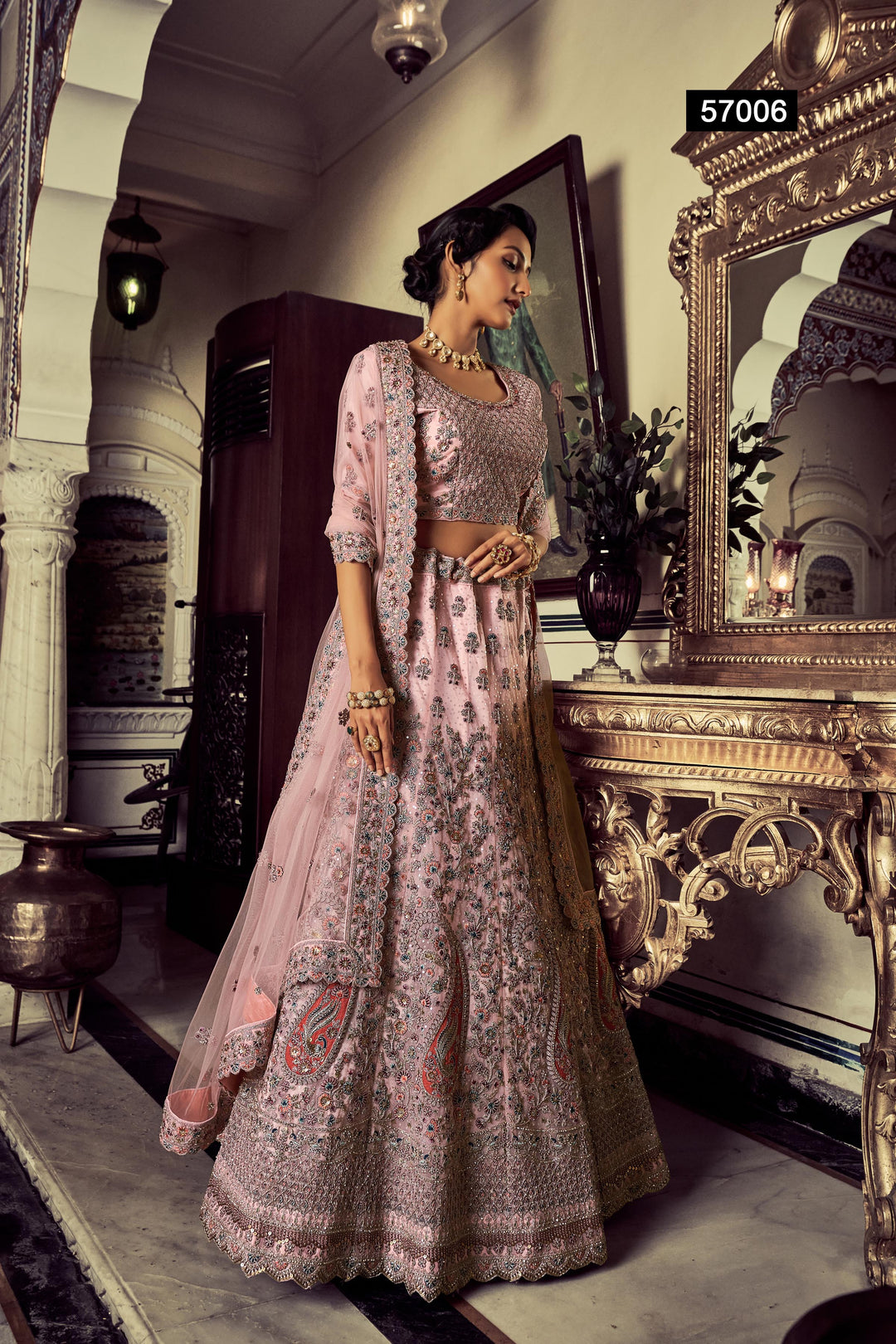 Pink Soft Net Lehenga Choli | Embroidered Bridal Lehenga for Women