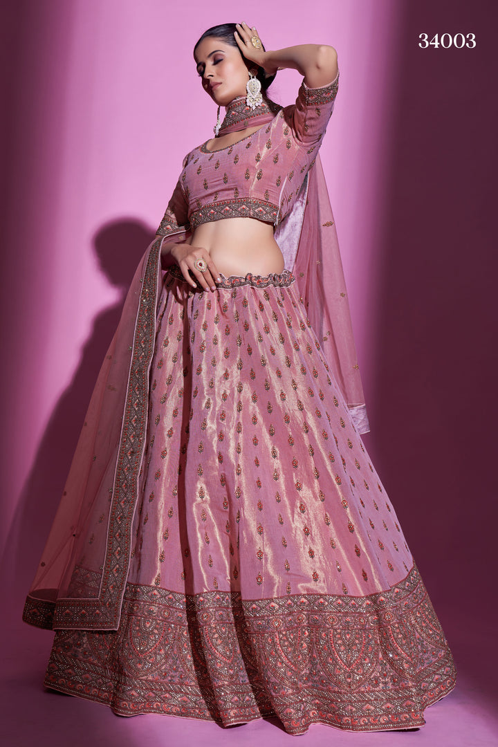 Silk Designer Lehenga Choli | Embroidered Lehenga with Net Dupatta