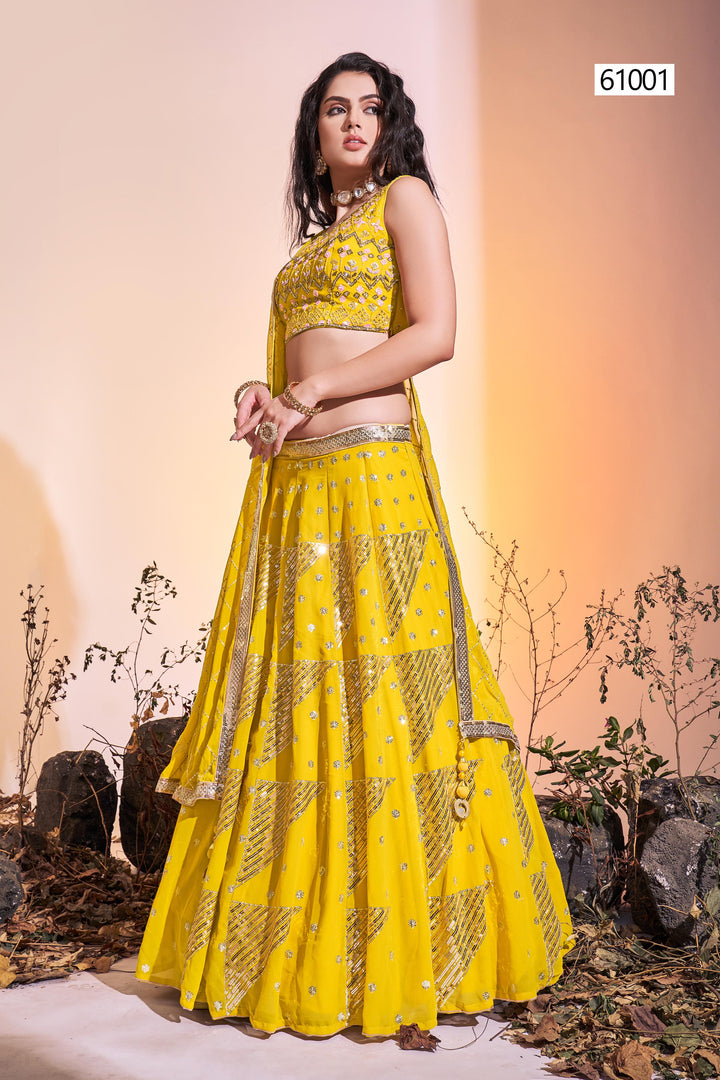 Georgette Ready-to-Wear Lehenga | Sequins Embroidered Blouse & Dupatta